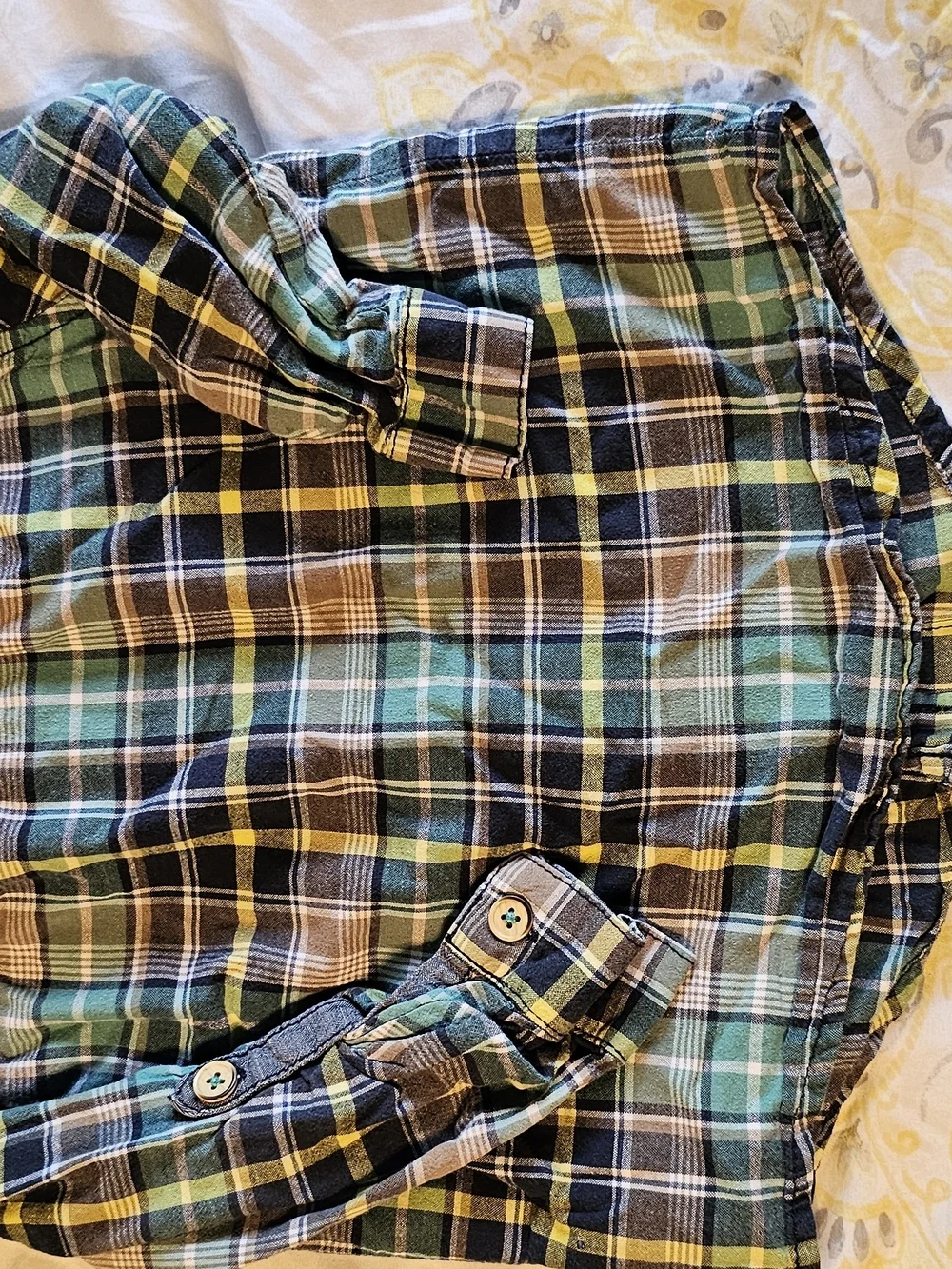 OshKosh B'gosh Green and Navy Plaid Button-Front Shirt
